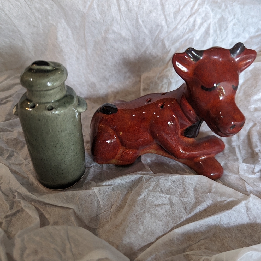 Vintage cow and milk